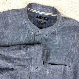 Banana Republic Men‎ Linen Button Down Shirt Camden Long Sleeve Party Summer XL